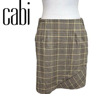 Cabi- Brown Plaid A Symmetrical Short Skirt w/ Elastic Waist and Pockets- Size M